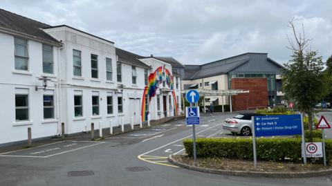 Princess Elizabeth Hospital with a rainbow painted on the exterior