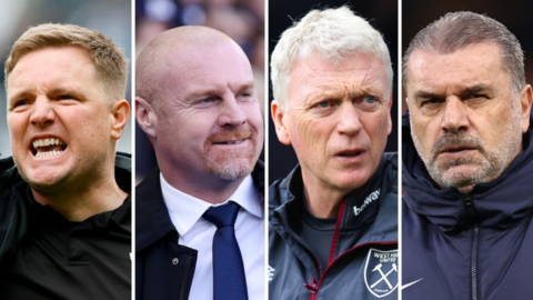 Premier League managers; Eddie Howe, Sean Dyche, David Moyes and Ange Postecoglou