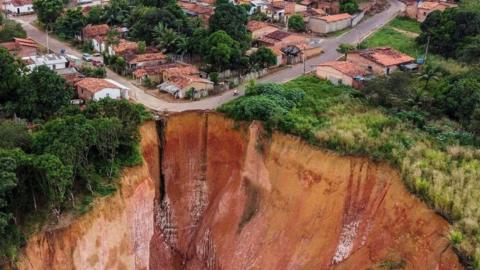 An overhead image showing a gully in Buriticupu, Brazil