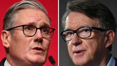 A composite image of Keir Starmer and Peter Mandelson
