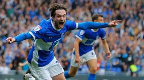 Scott Wright celebrates scoring for Birmingham City