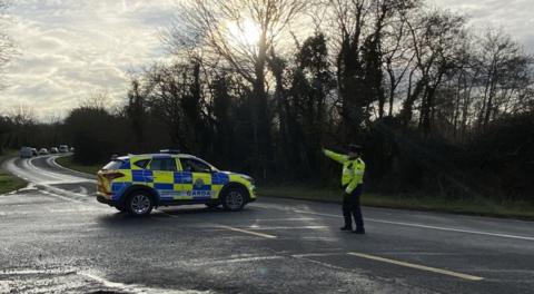 Gardaí closed the road in the area this afternoon