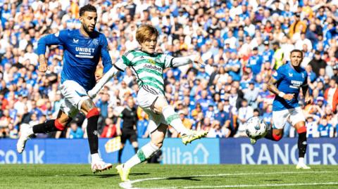 Kyogo Furuhashi scores for Celtic against Rangers