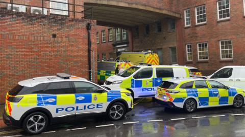 Emergency services at the back of the town hall building