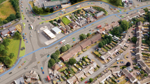 An artist's impression of the proposed work at Willenhall Road/Neachells Lane junction in Wolverhampton.