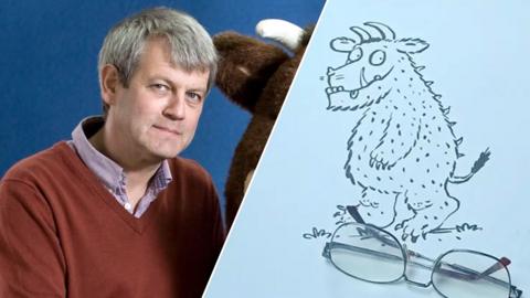 Split image between Axel Scheffler and the Gruffalo.