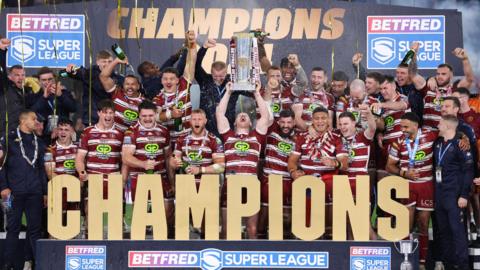 Wigan Warriors celebrate winning the Grand Final