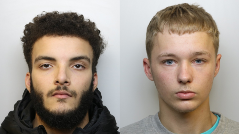 Zak Goldsmith is pictured left. He has dark curly hair and a thick beard and is wearing a black hooded coat. Harrison Dodds is on the right. He has short blonde hair, blue eyes and is wearing a grey jumper.