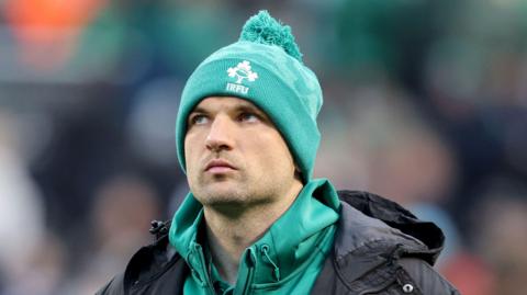 Tadhg Beirne looks dejected after his red card against the All Blacks