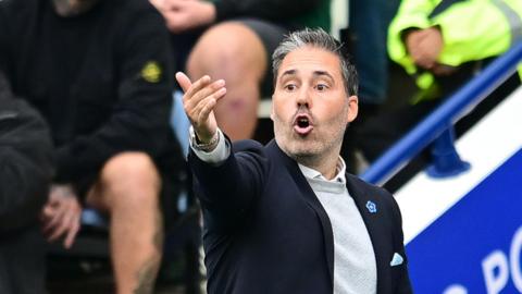 Leicester City boss Marti Cifuentes on the sideline