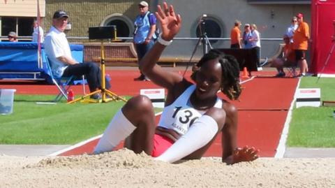 Zara Asante jumps for Jersey
