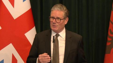 Keir Starmer addresses press conference in Albania