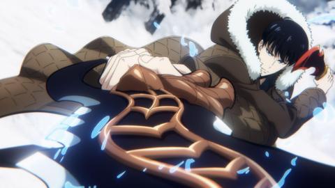 Sung Jin-woo, the protagonist of Solo Leveling, holds a sword in the snow