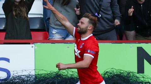 Charlton's Matty Godden celebrates his goal against Birmingham