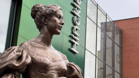 A bronze statue of pioneering 19th Century mathematician Ada Lovelace stands outside the Hinckley campus of the North Warwickshire and South Leicestershire College in Lower Bond Street.