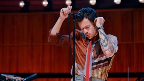 Harry Styles performs in the BBC Radio 1 Live Lounge at the Royal Festival Hall, Southbank on Monday 23 February 2026.
