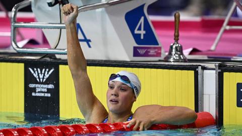 Angharad Evans celebrates winning gold