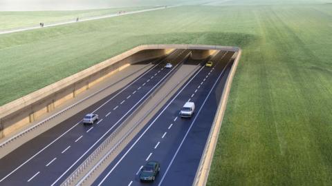 An artist impression of the Stonehenge tunnel