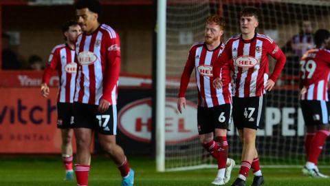 Dejected Exeter City players