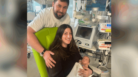 Bruno Ulmkalns and Kirstie Stanton with baby Penelope