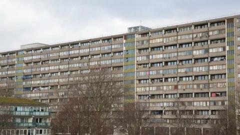 A general view of a block of flats on Aylesbury Estate