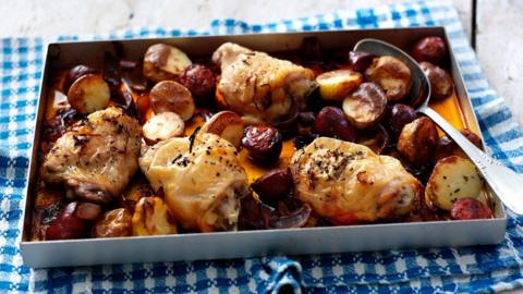 Chicken with chorizo and potatoes
