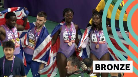 Great Britain relay team celebrating
