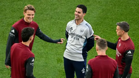 Mikel Arteta and Arsenal players