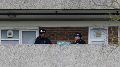 Police officers at Buckwheat Court in Abbey Wood.