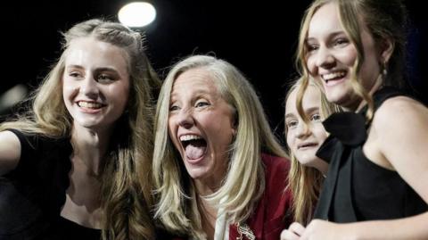 Democrat Abigail Spanberger with her family after election win