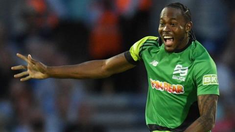 Southern Brave bowler Jofra Archer appeals