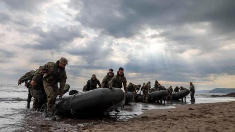 42 Commando marines landing on Tregantle Beach