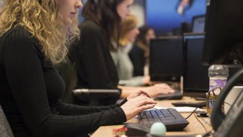 A person working at a desk