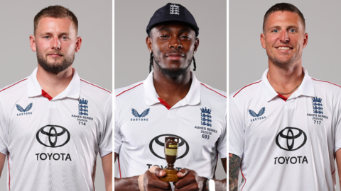 Gus Atkinson, Jofra Archer and Brydon Carse split graphic