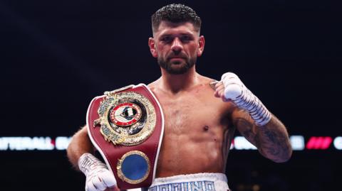 Joe Cordina with the WBO global lightweight title belt