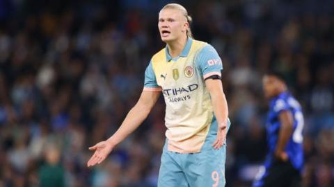 Erling Haaland for Manchester City in their 0-0 draw with Inter Milan