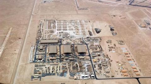 An aerial shot of the Al Udeid Air Base in 2004