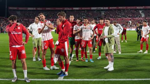 Girona players after getting relegated from La Liga