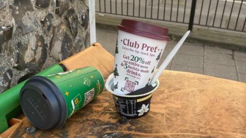 Litter on bin in Canterbury