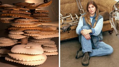 A work from Marguerite Humeauand's exhibition torches (left), and Turner-nominated artist Kira Freije (right)