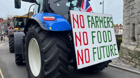 Convoy of tractors in Canterbury