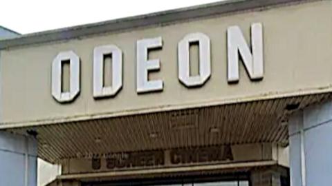 Close-up of Odeon cinema in Kettering.