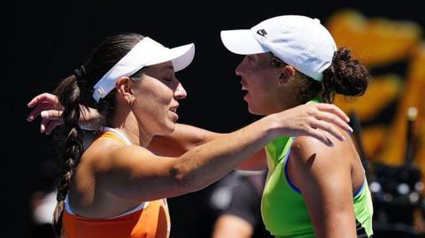 Jessica Pegula of the United States celebrates her victory against Madison Keys of the United States