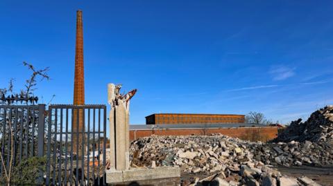 Rubble left from the demolition of Newspaper House in Carlisle