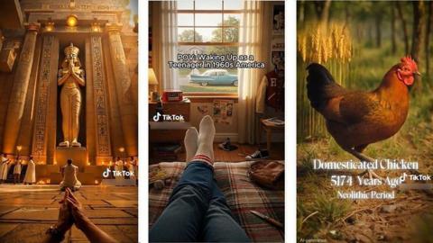 A series of TikTok AI video stills.