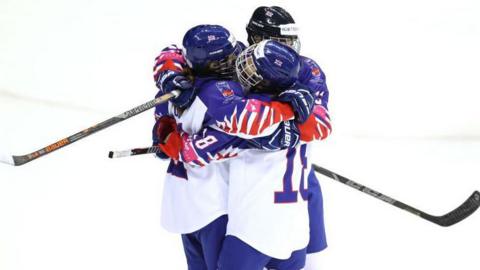 Katherine Gale celebrates with her team-mates