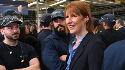 Rachel Reeves meeting workers at a factory earlier in October