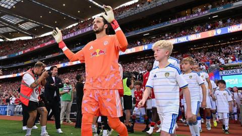 Leeds United goalkeeper James Trafford walks out before the pre-season friendly match between Manchester United and Leeds