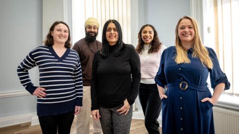 Left to right is Claire Hudson, Amarjit Singh Bath, Amer Sarai, Lauren Kelly, and Gemma Bailey