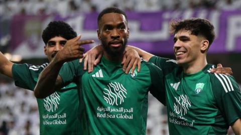 Ivan Toney celebrates scoring for Al-Ahli 